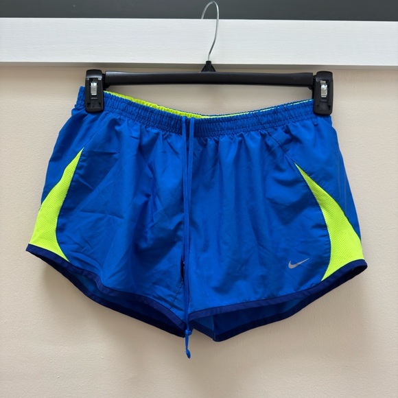Nike Blue and Neon Green Sports Shorts - Picture 1 of 6